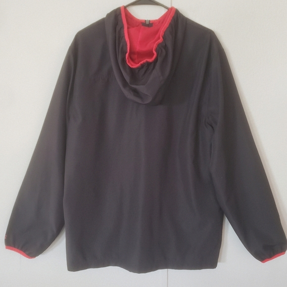 Men's Starter Black and Red Hooded Windbreaker Zip Up Jacket - Picture 5 of 10